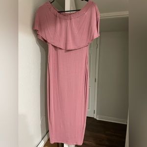 Pink/Mauve off the shoulder dress